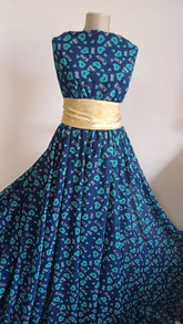 Voal Chifon KISS ME imprimeu Bleumarin Inimi Turcoaz VOAL1130